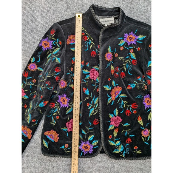 Vintage Y2K Velvet Floral Embroidered Jacket Women's Medium Whimsigoth Boho AOP - Picture 2 of 8